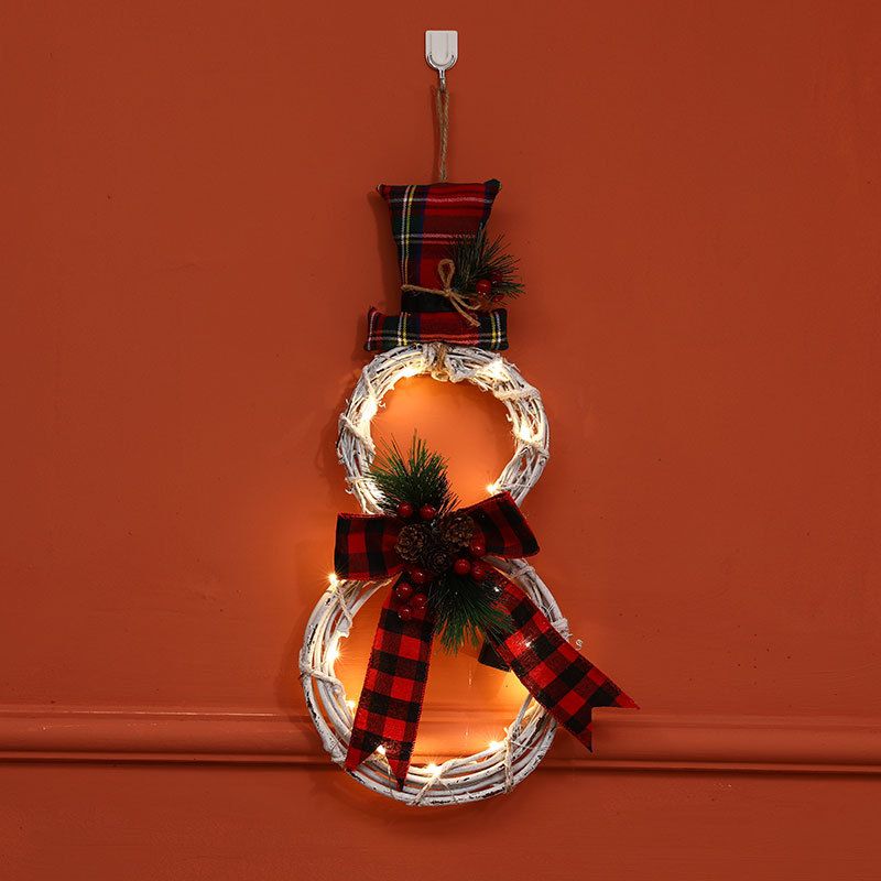 Christmas Wreath for Window Lighted Wreaths New Items Home LED Lights Wreath Rattan Circle Winter for Front Door Outdoor Indoor