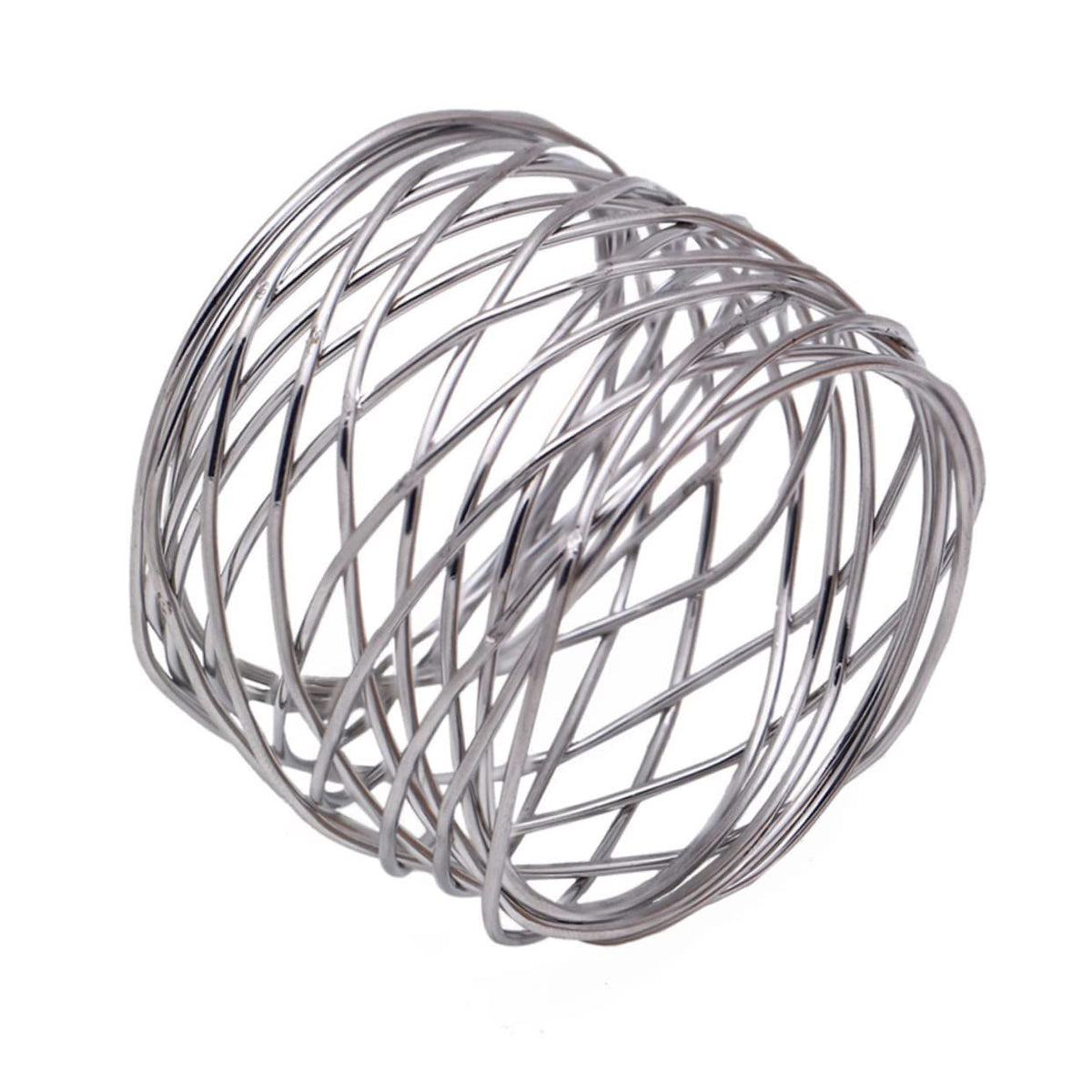6pc Handmade Round Mesh Napkin Rings Holder for Dinning Table Parties Everyday, Set of 6 (Silver)