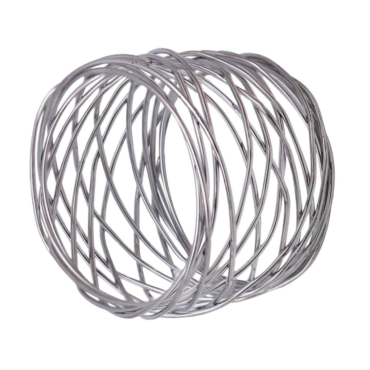 6pc Handmade Round Mesh Napkin Rings Holder for Dinning Table Parties Everyday, Set of 6 (Silver)