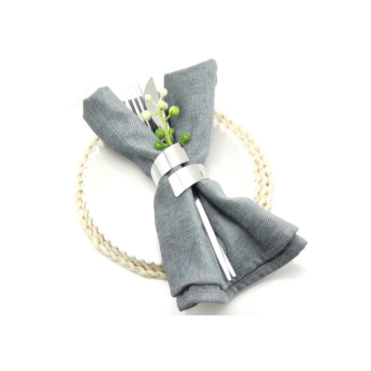 6pc Napkin Rings Set of  Metal Napkin Ring Holder for Thanksgiving, Christmas Dinner Table Setting, Wedding, Holiday Parties
