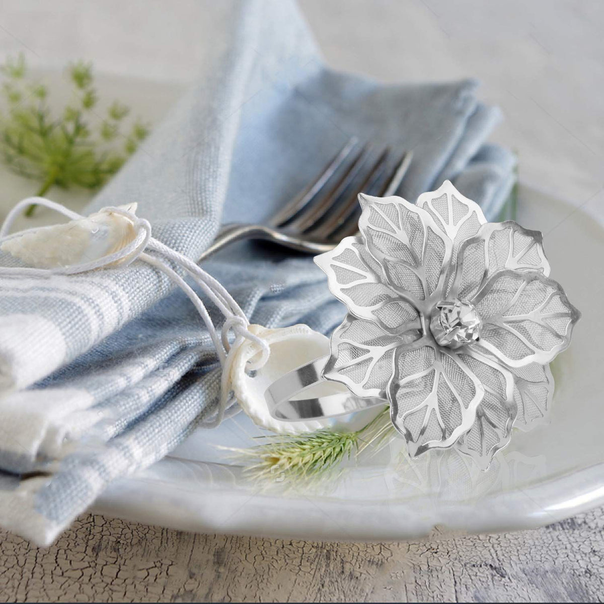 Napkin Rings Metal Floral Napkin Ring Holder Buckles Set for Wedding Dinner Holiday Banquet Table Plates Decoration