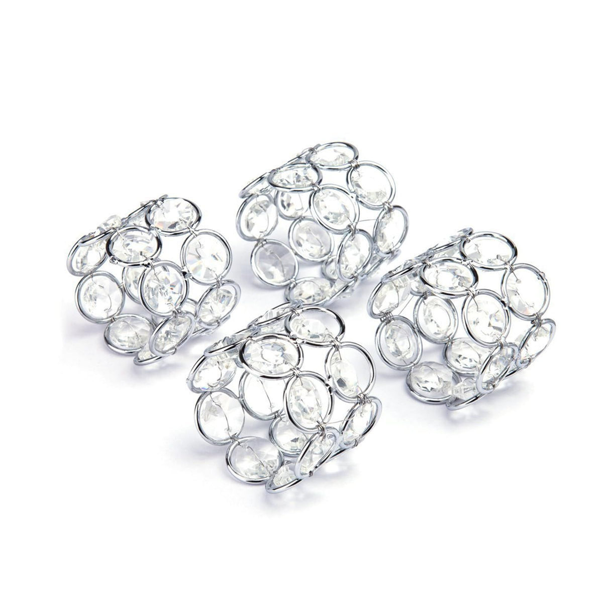 4pc Napkin Rings for Cloth Napkins Napkin Ring Holders for Wedding Party Dining Table Centerpieces Romantic Decor, Silver Tone
