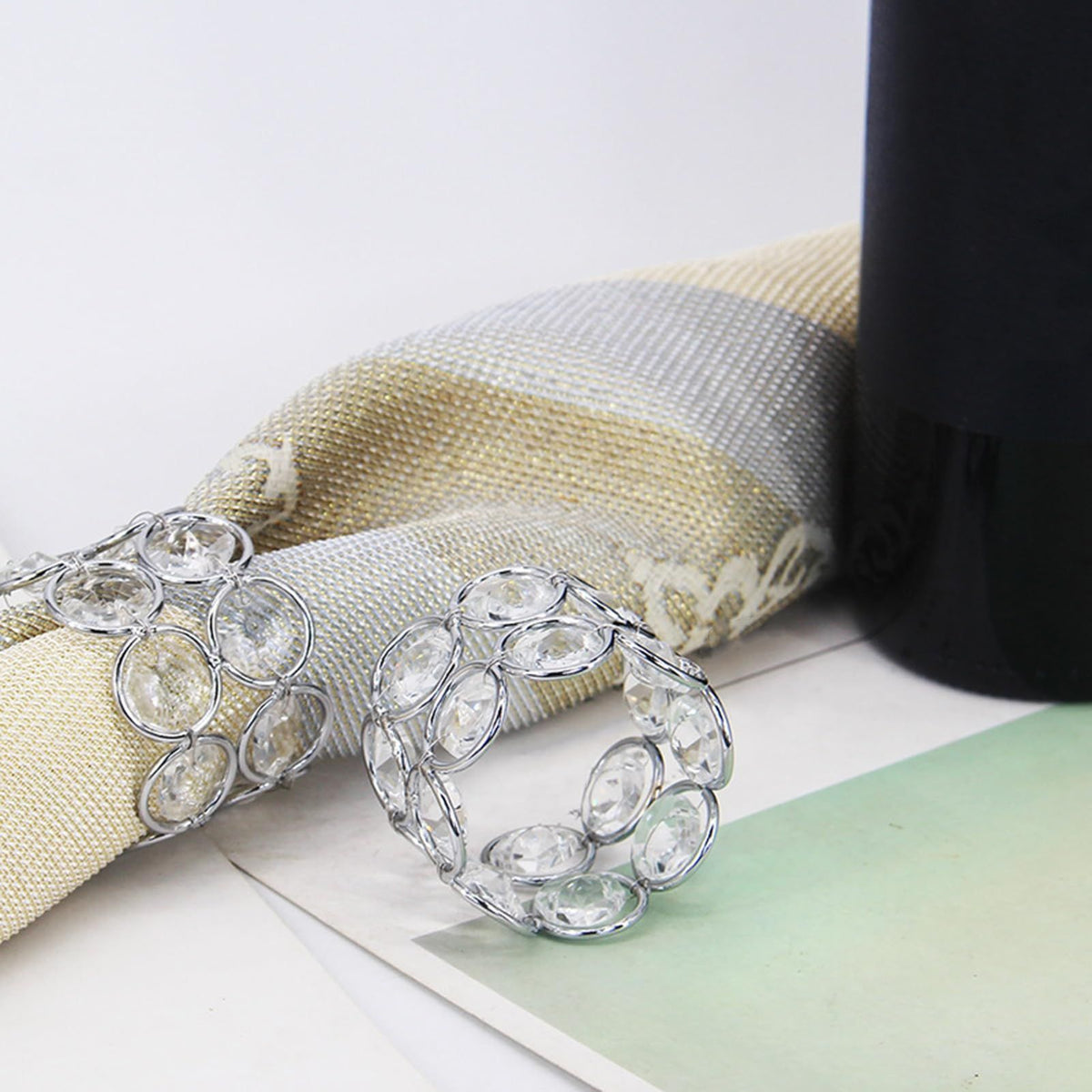 4pc Napkin Rings for Cloth Napkins Napkin Ring Holders for Wedding Party Dining Table Centerpieces Romantic Decor, Silver Tone