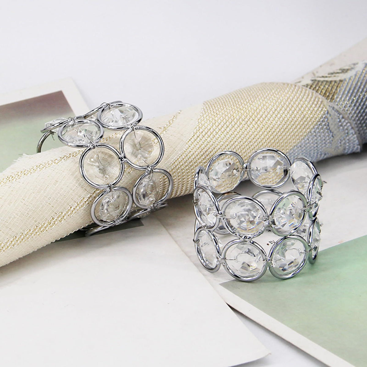 4pc Napkin Rings for Cloth Napkins Napkin Ring Holders for Wedding Party Dining Table Centerpieces Romantic Decor, Silver Tone
