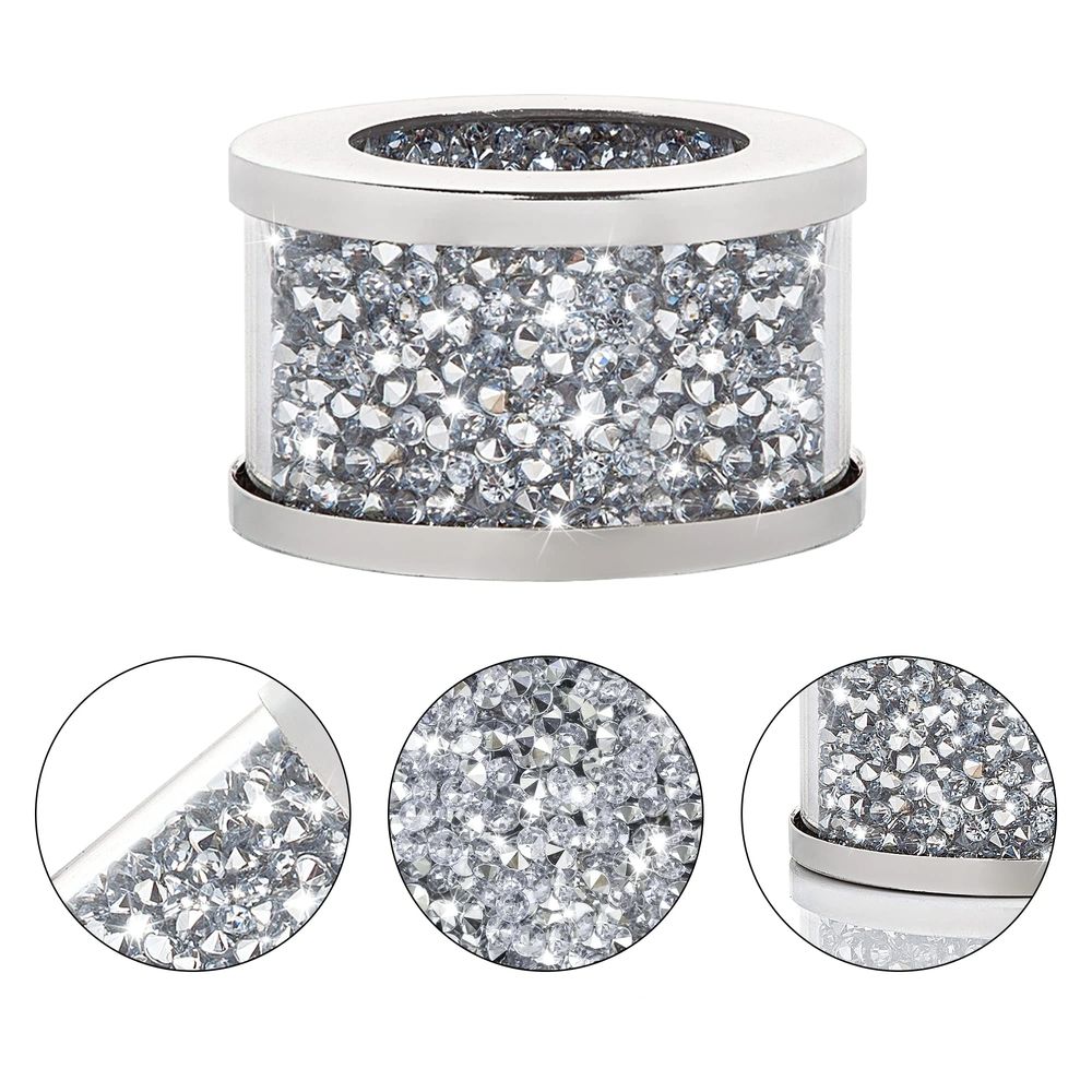 6pc Glass Napkin Ring Set of Glass Framed Crystal Napkin Holders,  Buckles  Crushed Diamond Table Settings Home Decor