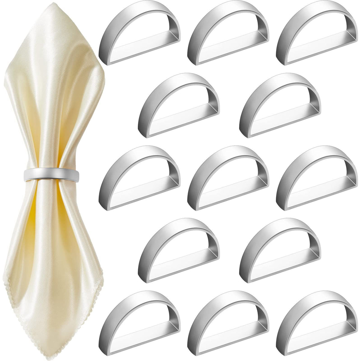 15pc  Easter Napkin Rings, Semicircle Metal Buckles, Napkin Rings for Dinner Table Decor, Wedding, Banquet, Valentines Day