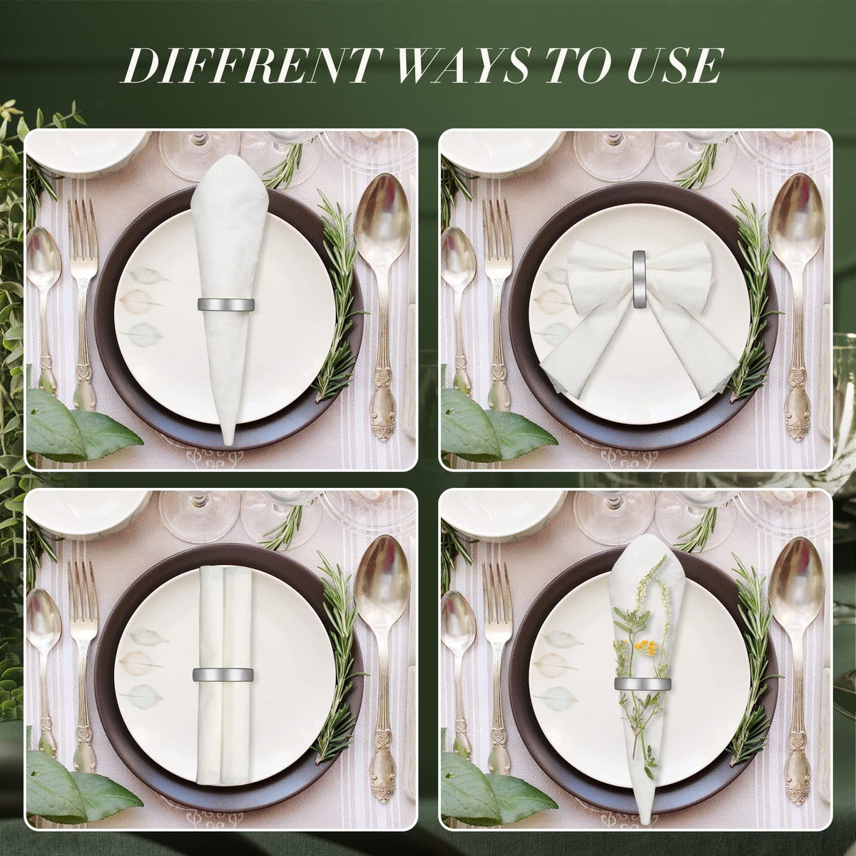 15pc  Easter Napkin Rings, Semicircle Metal Buckles, Napkin Rings for Dinner Table Decor, Wedding, Banquet, Valentines Day
