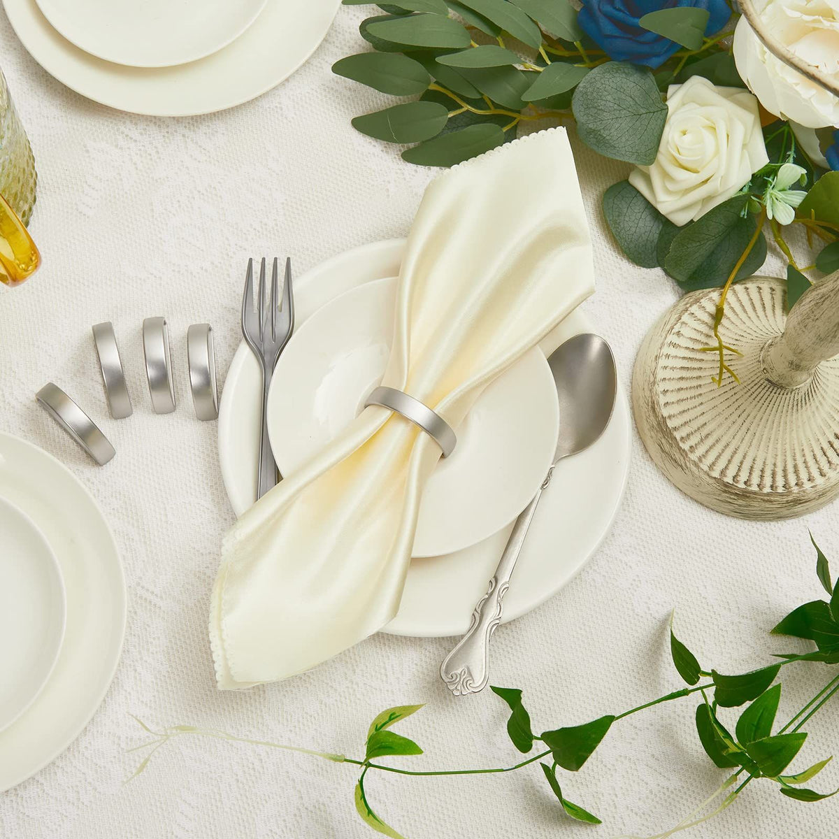 15pc  Easter Napkin Rings, Semicircle Metal Buckles, Napkin Rings for Dinner Table Decor, Wedding, Banquet, Valentines Day