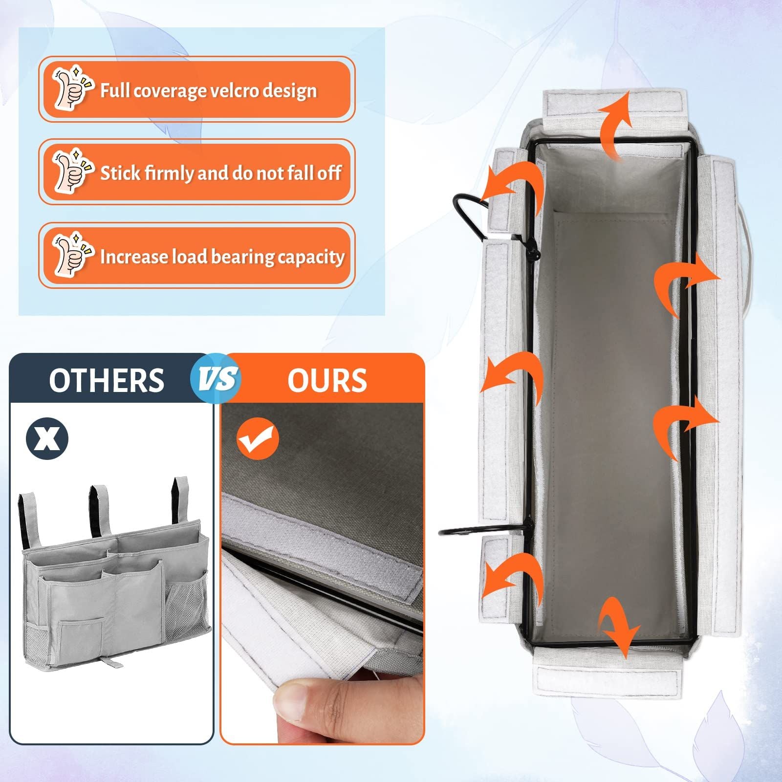 Bedside Caddy/Bedside Storage Bag Hanging Organizer for Bunk and Hospital Beds,Dorm Rooms Bed Rails,Can be Placed Glasses