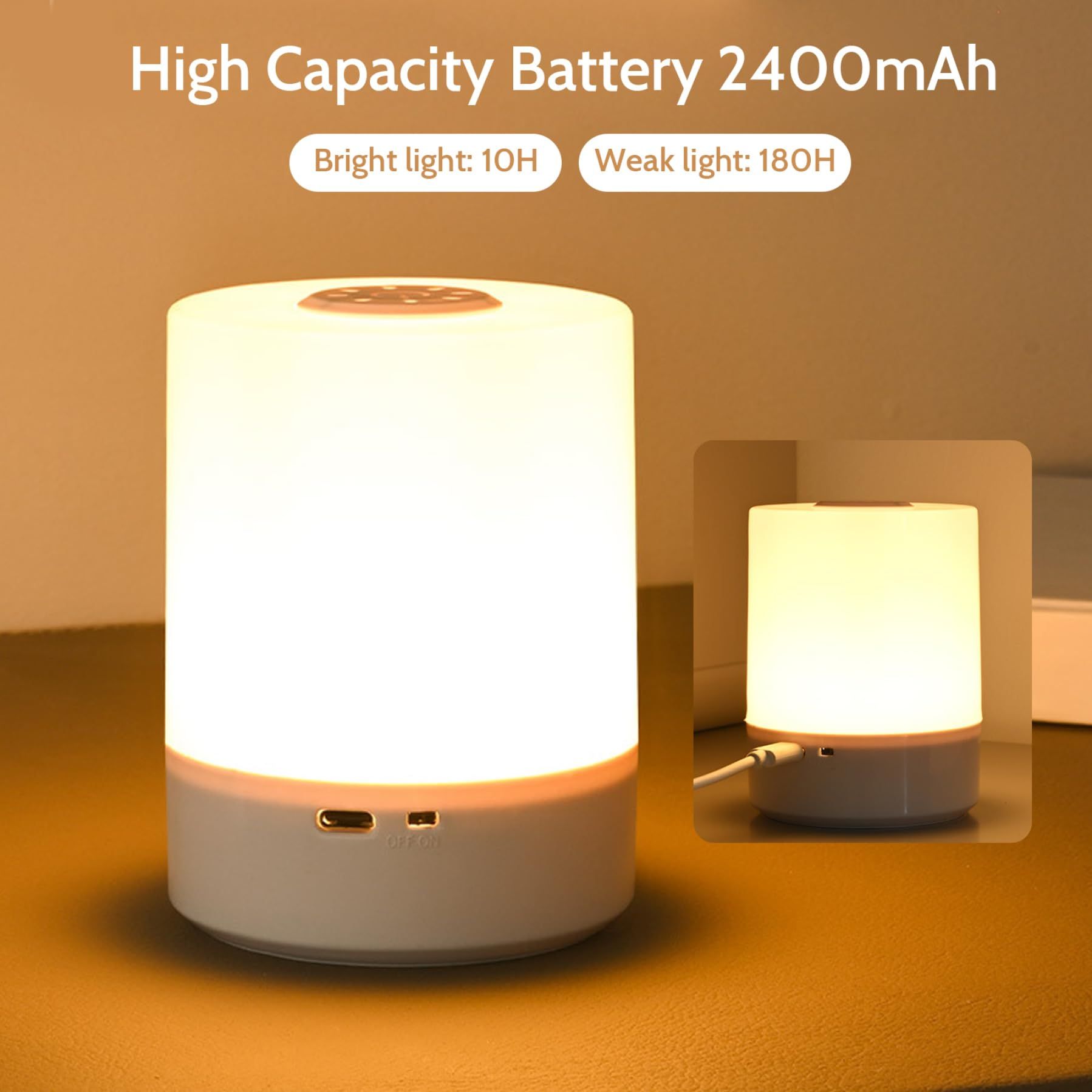 Touch Bedside Table Lamp, Lamp with Warm White Lights, Multi-Color Smart Nightstand Lamp for for Living Room Home Gifts