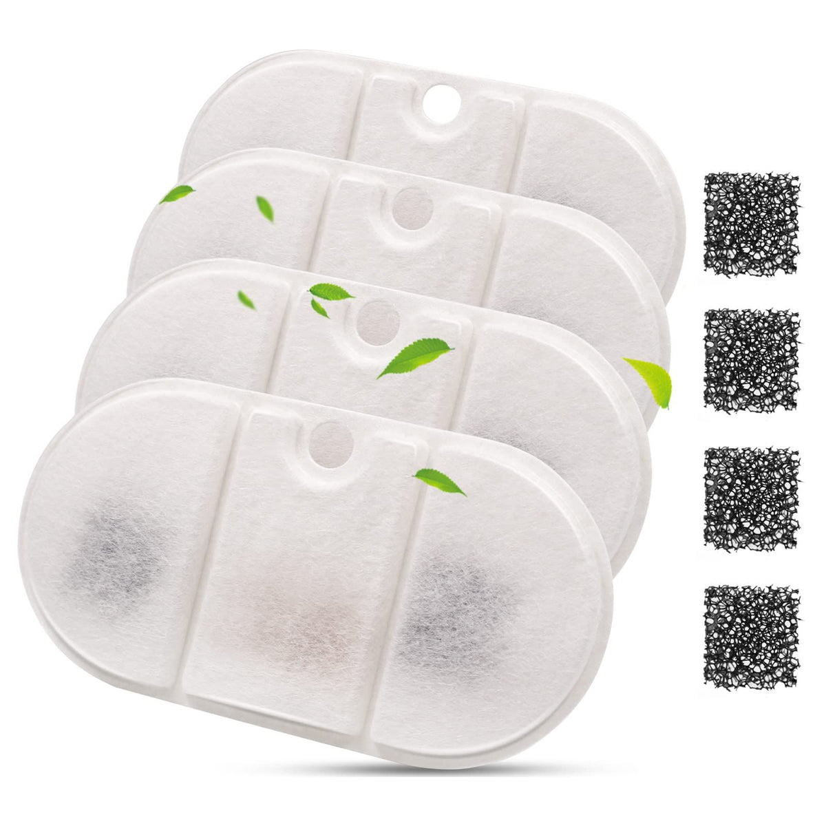Cat Fountain Filters Replacement for Cat Water Fountain, Carbon Ion-Resin Filters&  Sponge Filters for Pet Fountain Dispenser