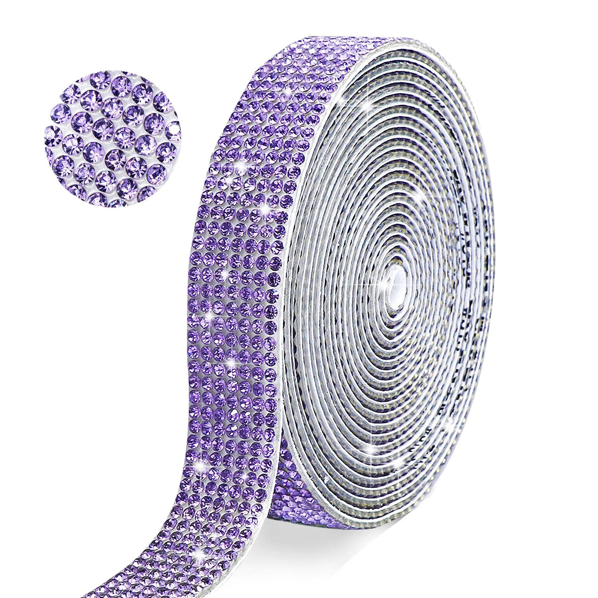 Self Adhesive Purple Crystal Rhinestone Ribbon Strips, Yards Diamond Ribbon Bling Rhinestone Sticker with Rhinestone
