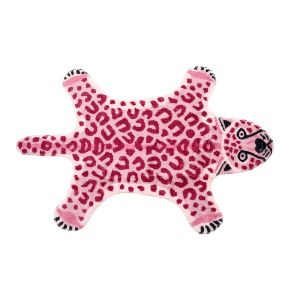 Leopard Print Rug, Pink Leopard Bath Mat for Bathroom Cartoon Cheetah Tiger Door Mat Non Slip Animals Printed Area Rug Absorbent