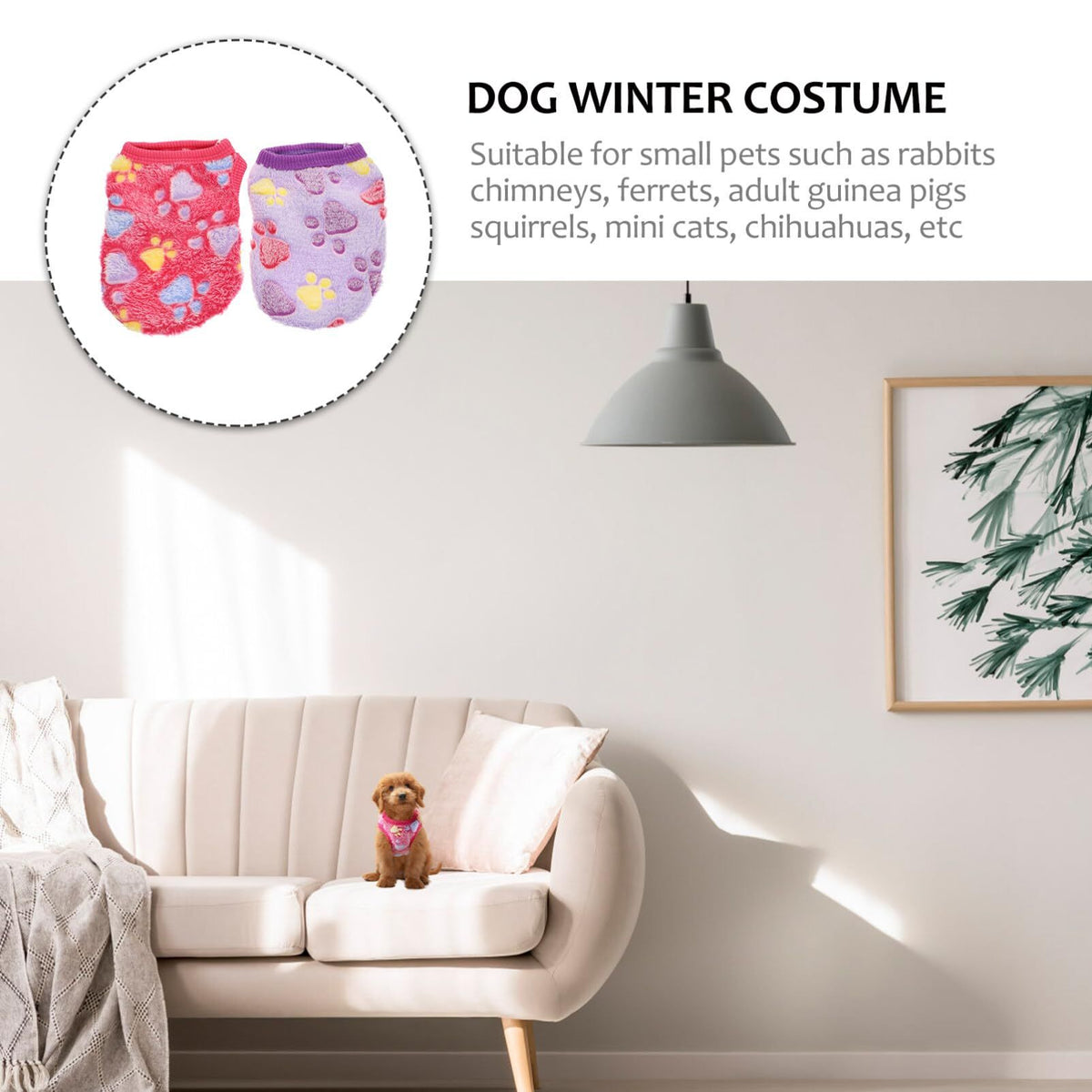 2pcs  Harness Sweater for Small Dog Winter Clothes Soft Bunny Vest Cozy T- Shirt Pet Party Pet Clothes Pet Cosplay Costume Pet