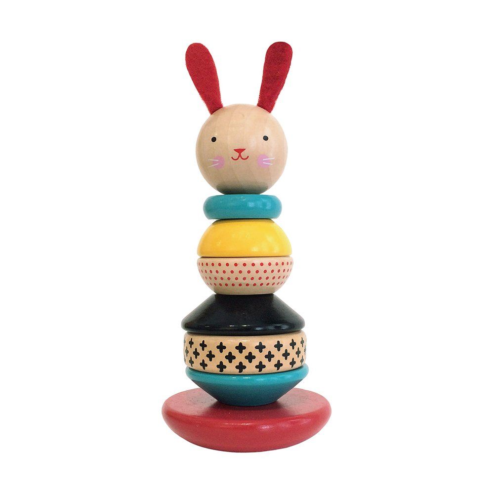 Modern Bunny Wooden Stacking Toy – Solid Wooden Stacking Rings for Kids, Activity Toys Designed with Safe Materials