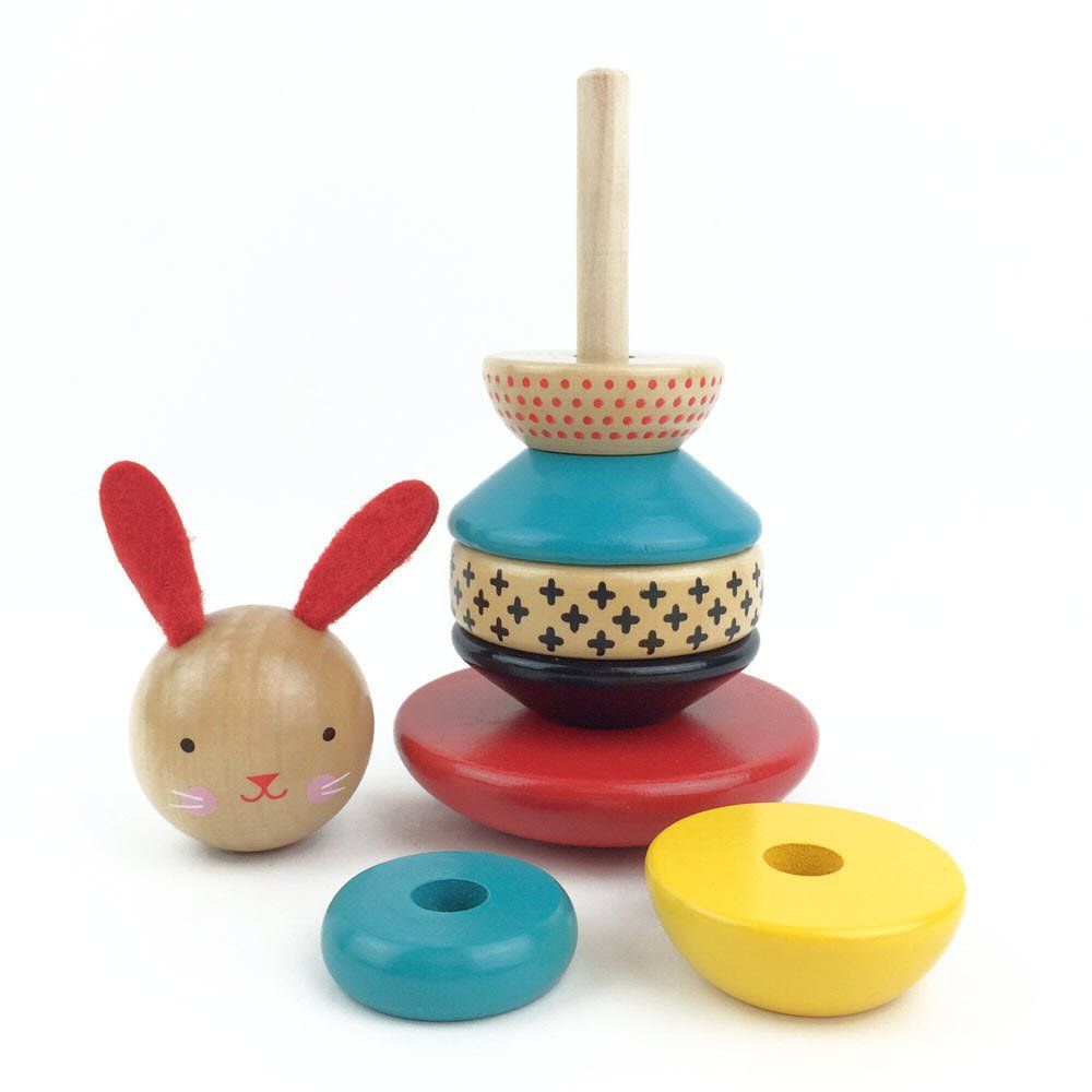 Modern Bunny Wooden Stacking Toy – Solid Wooden Stacking Rings for Kids, Activity Toys Designed with Safe Materials