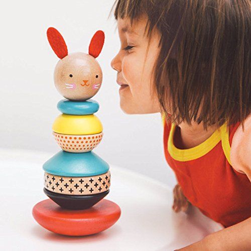 Modern Bunny Wooden Stacking Toy – Solid Wooden Stacking Rings for Kids, Activity Toys Designed with Safe Materials
