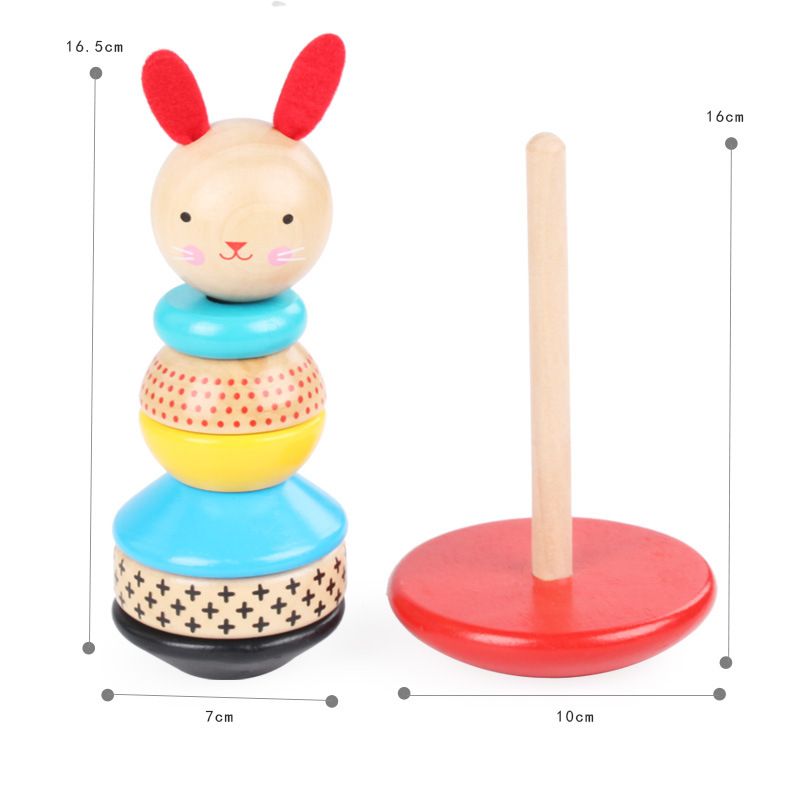 Modern Bunny Wooden Stacking Toy – Solid Wooden Stacking Rings for Kids, Activity Toys Designed with Safe Materials