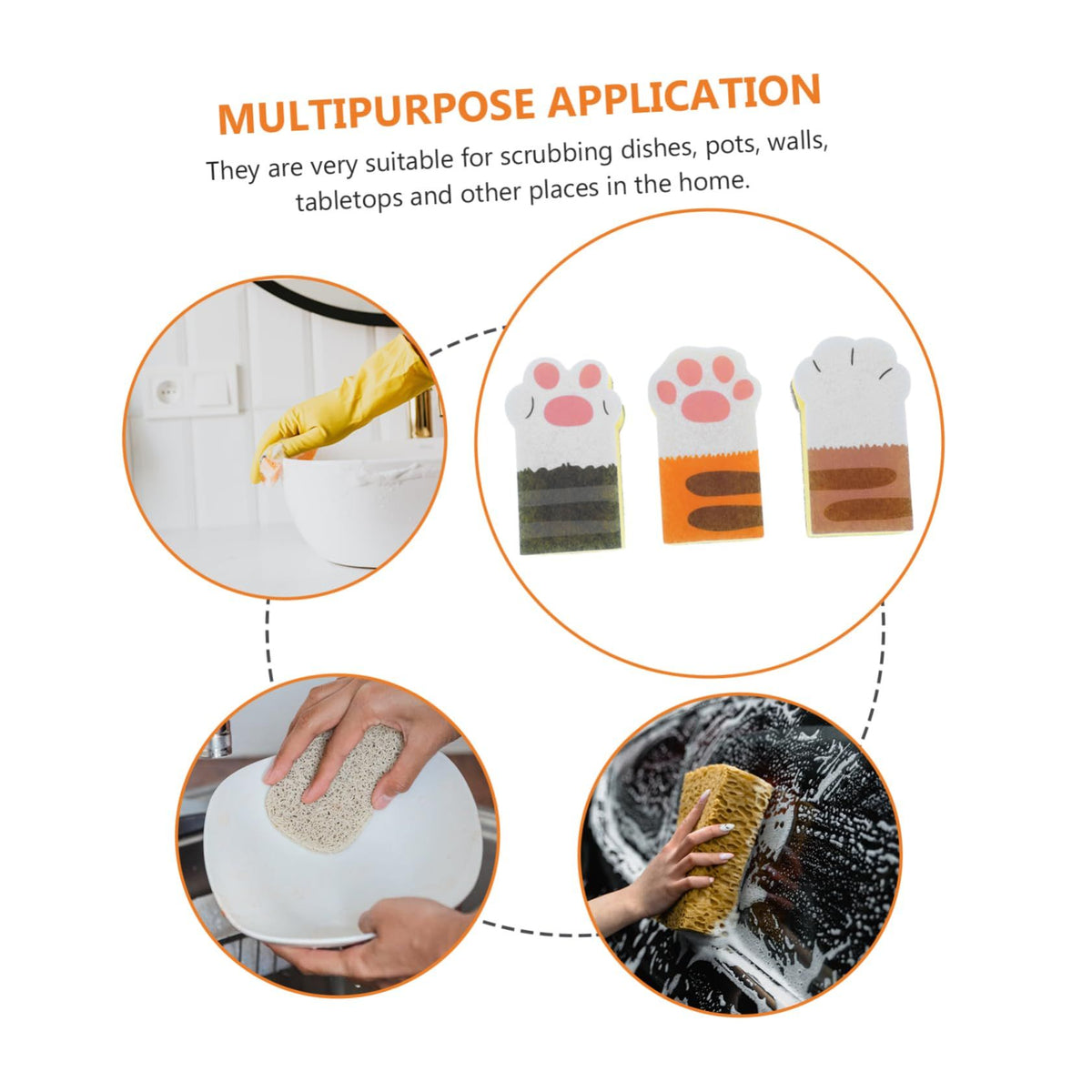 Cat Claw Sponge Wipe Kitchen Cleaning Brush Dust Wipes Microfiber Dish Cleaning Sponge Window Cleaner Home Clean Accessories