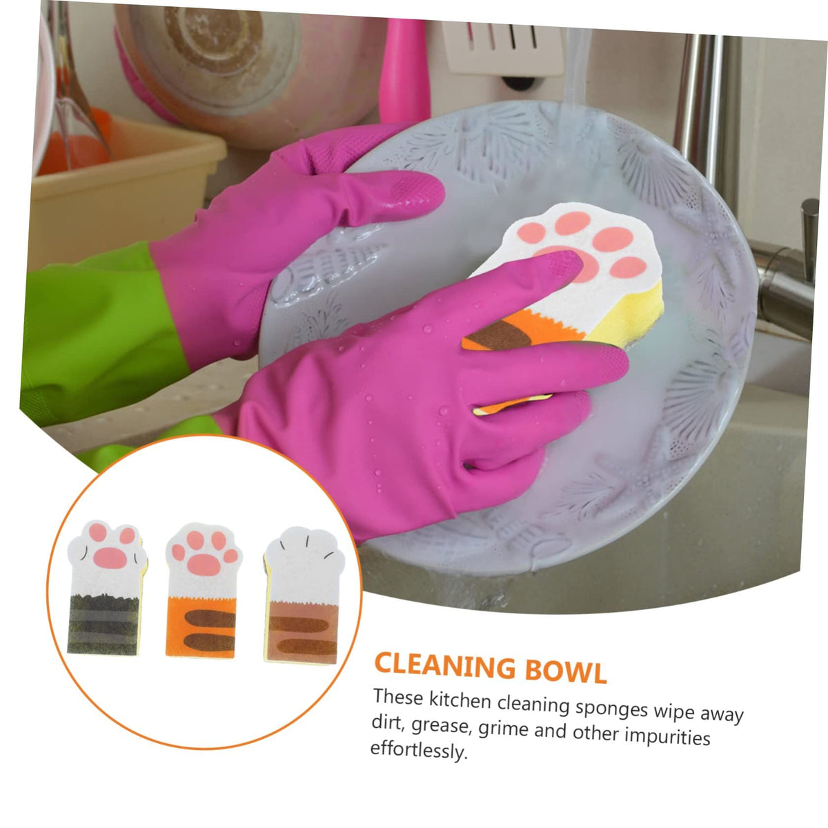 Cat Claw Sponge Wipe Kitchen Cleaning Brush Dust Wipes Microfiber Dish Cleaning Sponge Window Cleaner Home Clean Accessories