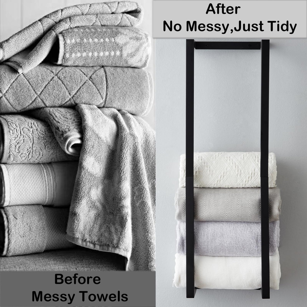 Towel Rack for Rolled Towels, Towel Rack for Bathroom,Wall Mounted Metal Bathroom Organizer, Bath Towel Holder Wall for Modern