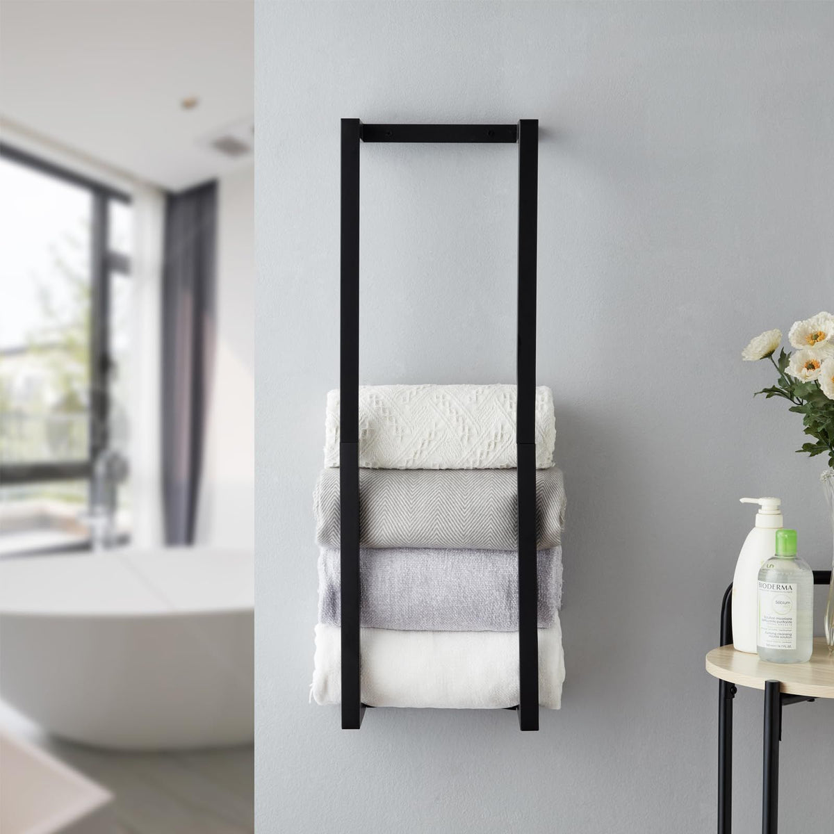 Towel Rack for Rolled Towels, Towel Rack for Bathroom,Wall Mounted Metal Bathroom Organizer, Bath Towel Holder Wall for Modern