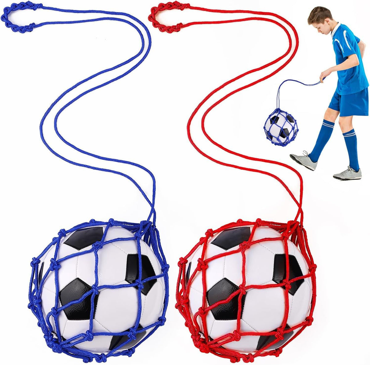 2PCS Football Kick Trainer, Soccer Return Trainer, Hands-Free Football Kick Throw Solo Practice Training Aid, Adjustable