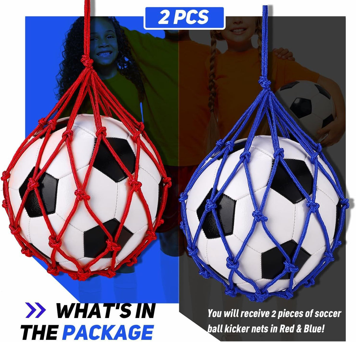 2PCS Football Kick Trainer, Soccer Return Trainer, Hands-Free Football Kick Throw Solo Practice Training Aid, Adjustable