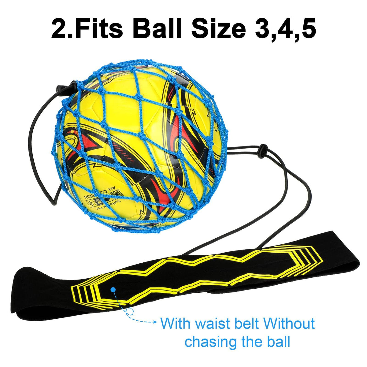 2 Pcs Soccer Kick Throw Trainer  for Kids Adults Solo Soccer Kick Practice Training Equipment Aid, Fits Ball Size 3, 4, 5