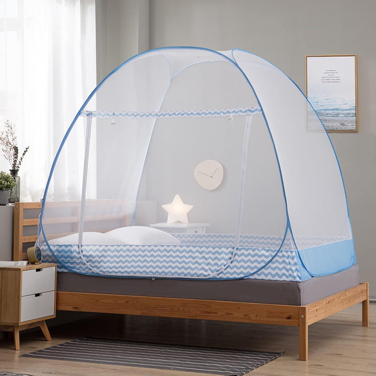 Pop UP Mosquito Net Tent Curtains,win Queen size Folding Design with Net Bottom for Baby Adults Trip Mosquito Netting