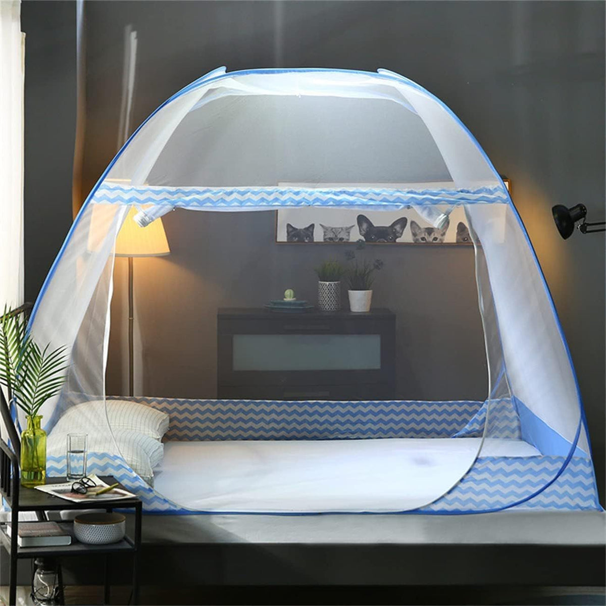 Pop UP Mosquito Net Tent Curtains,win Queen size Folding Design with Net Bottom for Baby Adults Trip Mosquito Netting