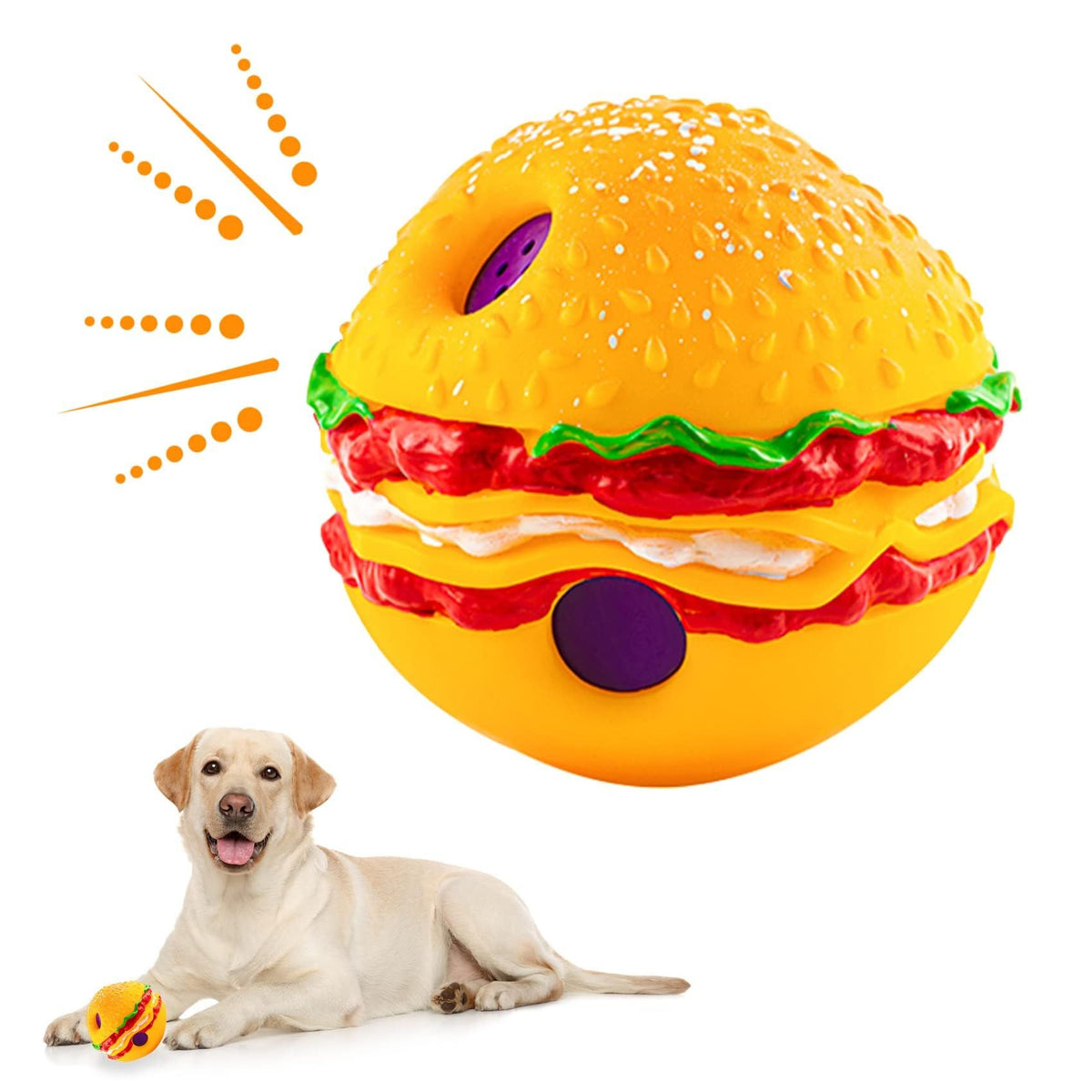 Giggle Ball for Dogs 3.94in Wobble Giggle Dog Toy Ball Interactive Dog Ball for Training Playing Giggle Sound Hamburger Shape