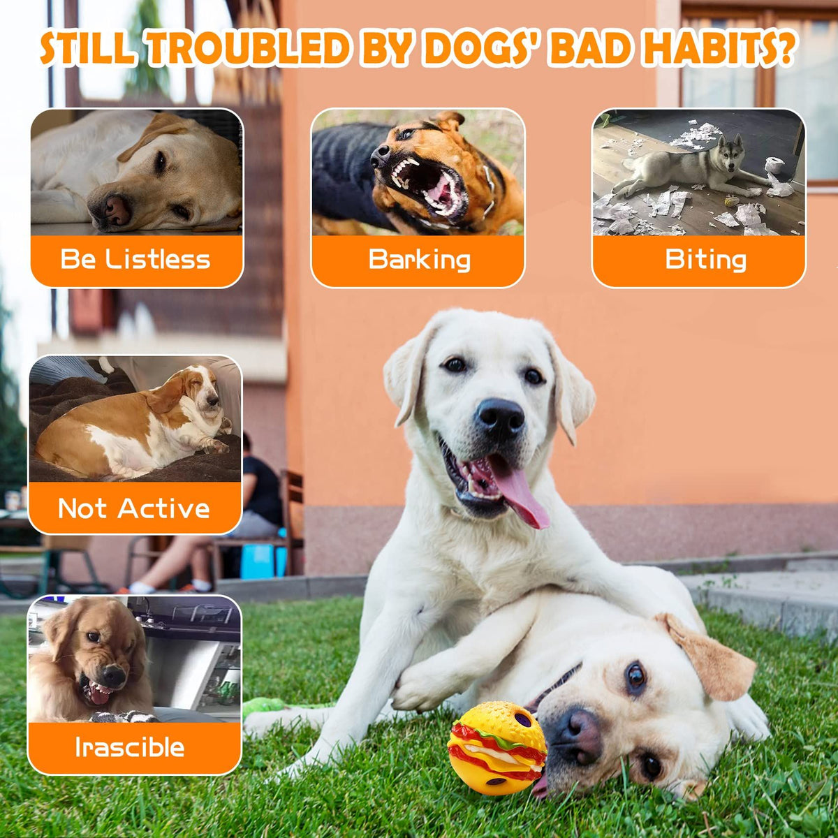 Giggle Ball for Dogs 3.94in Wobble Giggle Dog Toy Ball Interactive Dog Ball for Training Playing Giggle Sound Hamburger Shape