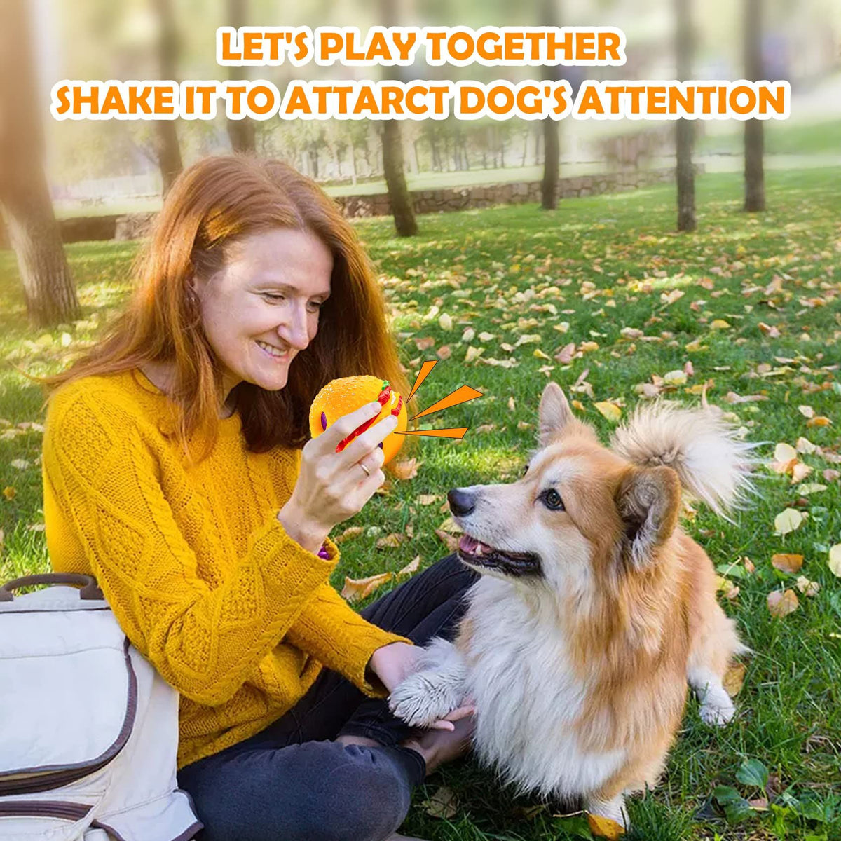 Giggle Ball for Dogs 3.94in Wobble Giggle Dog Toy Ball Interactive Dog Ball for Training Playing Giggle Sound Hamburger Shape