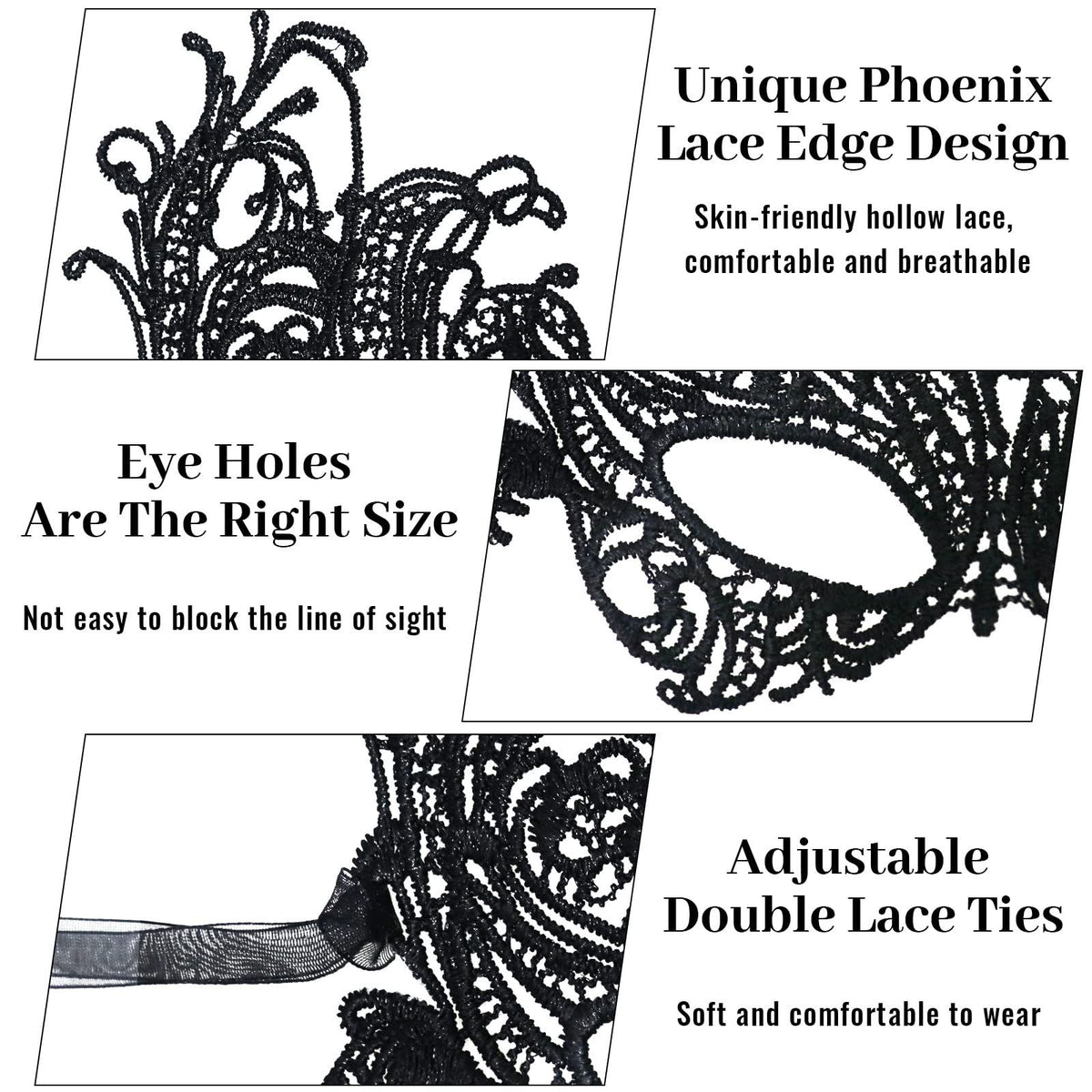 Masquerade Mask for Women, Venetian Lace Masquerade Mask for Halloween Mardi Gras Costume Party, Fit for Adult
