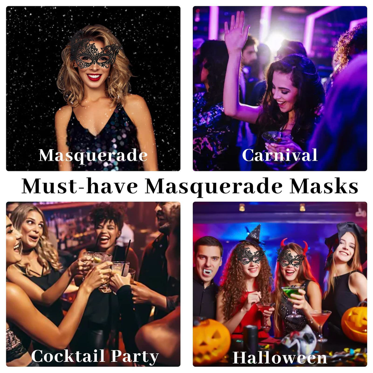 Masquerade Mask for Women, Venetian Lace Masquerade Mask for Halloween Mardi Gras Costume Party, Fit for Adult