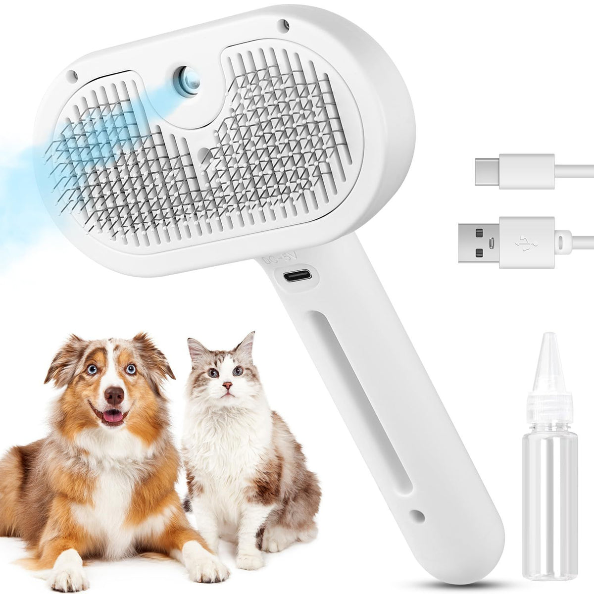 Cat Steam Brush for Shedding, Steamy Cat Brush for Long & Short Haired Cats & Dogs, Spray Cat Brush for Pet Grooming