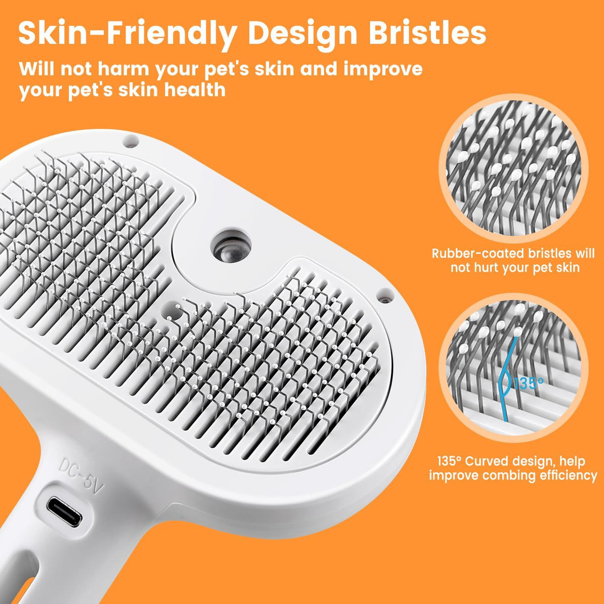 Cat Steam Brush for Shedding, Steamy Cat Brush for Long & Short Haired Cats & Dogs, Spray Cat Brush for Pet Grooming