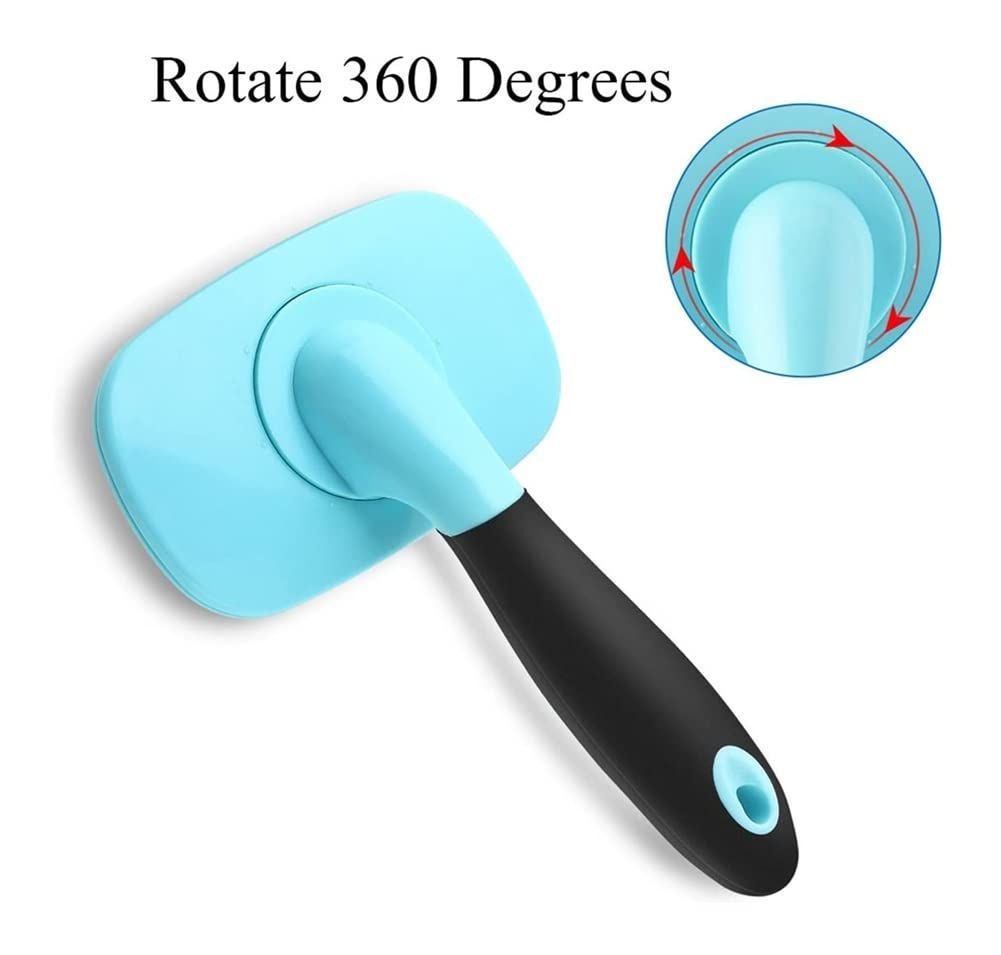Dog Brush & Cat Brush- Pet Grooming Brush- Shedding Grooming Tools Easy to Clean Pet Grooming(Blue)