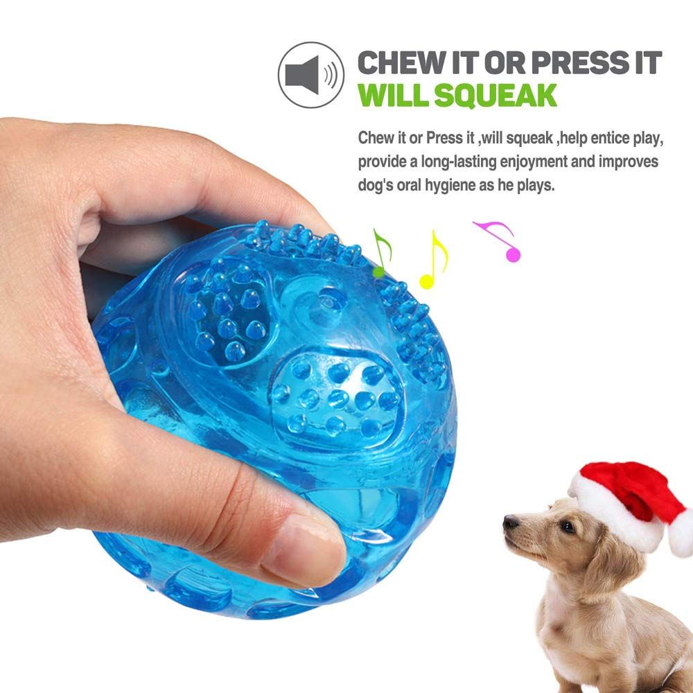 3 PCS Dog Squeaky Ball, Pet Squeak Chew Bouncy Rubber Toy Balls for Small Large Dogs Indestructible Exercise Training Playing