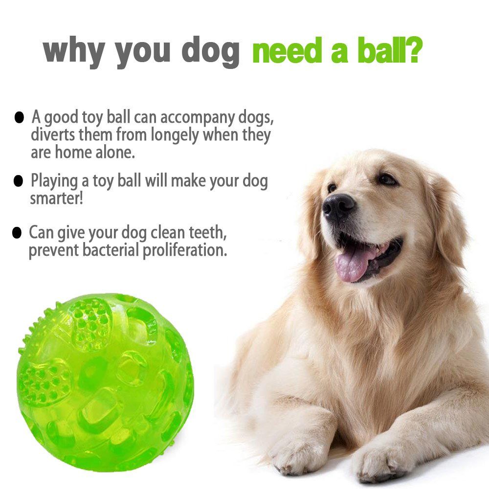 3 PCS Dog Squeaky Ball, Pet Squeak Chew Bouncy Rubber Toy Balls for Small Large Dogs Indestructible Exercise Training Playing