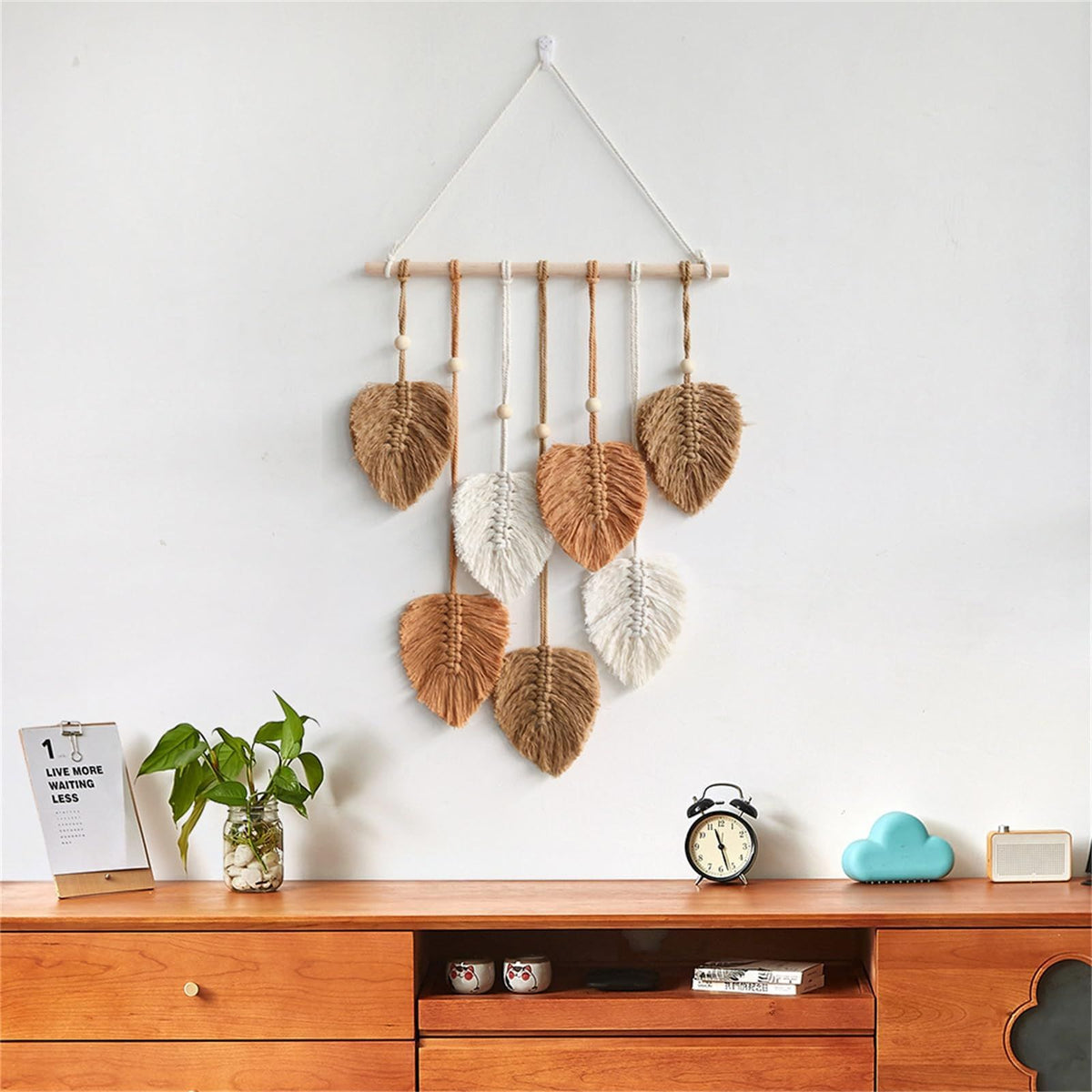 Wall Hanging Leaves, Wall Hanging Bohemian Woven Tapestry, Handmade Yarn Woven Wall Art Leaf Tapestry for Nursery, Bedroom