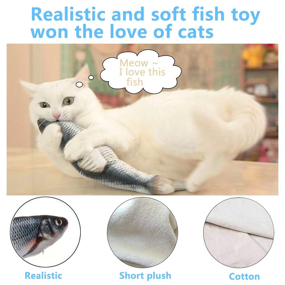 Electric Floppy Fish Dog Toy, 11" Realistic Flopping Fish Kicker Toy, Interactive Cat Toys for Indoor Cats