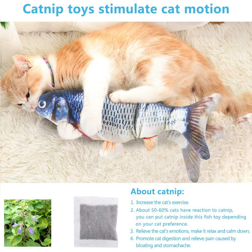 Electric Floppy Fish Dog Toy, 11" Realistic Flopping Fish Kicker Toy, Interactive Cat Toys for Indoor Cats