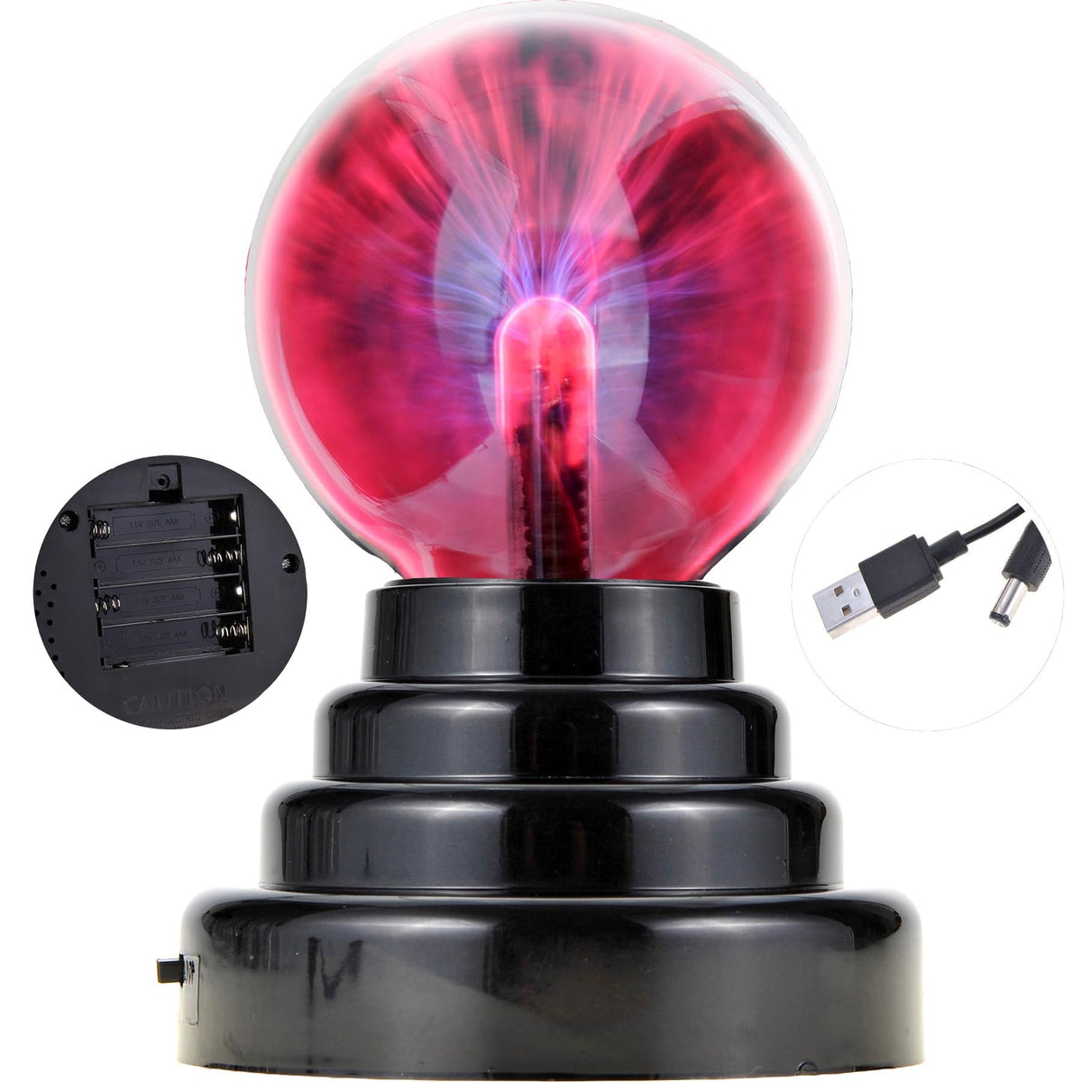USB or Batter Powered Respond to Touch Plasma Globe, Party Props, Home Bedroom Decoration Christmas Novelty Gift for Kids