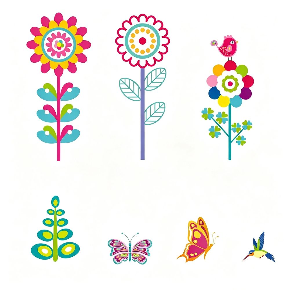 9PCS Window Clings Flowers Butterfly Window Stickers Decals for Kids Holiday Window Clings Nursery Spring Decorations