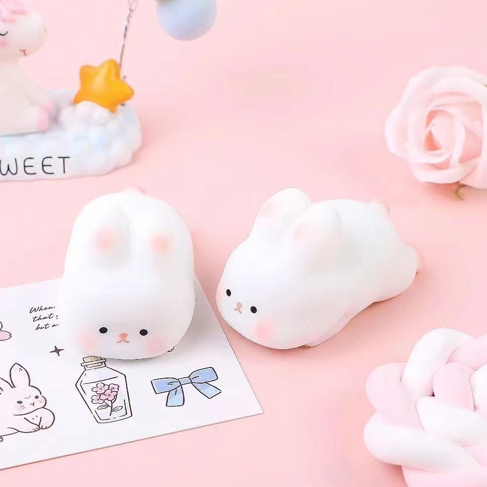 Bunny Stress Balls for Kids and Adults, Cute Rabbit Dough Ball Sensory Toys for Easter Basket, Squeeze Ball Toys -2pcs