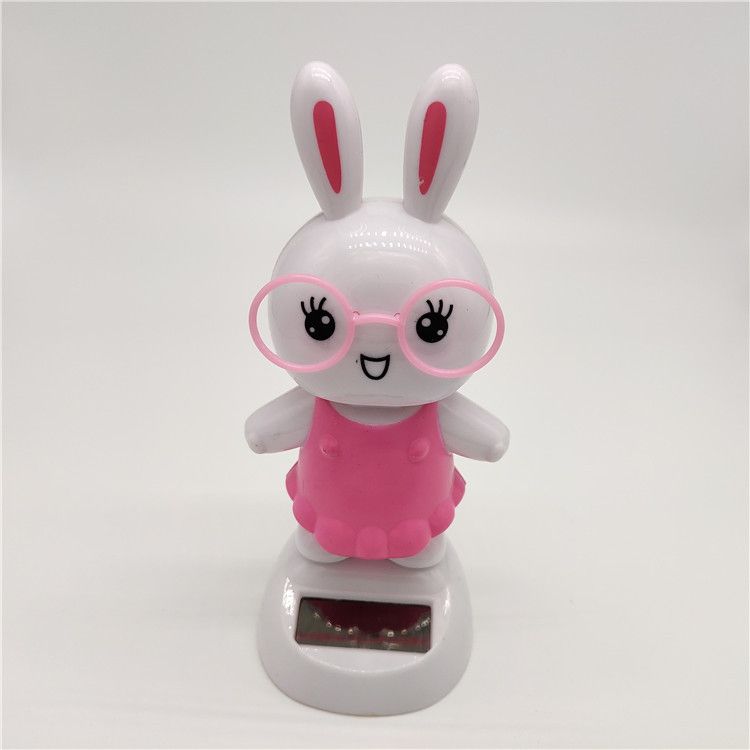 Cute Solar Power Dancing Toys, 2pcs Solar Powered Dancing Figures, Rabbit Doll Bobble Head Toy, Bunny Car Dashboard