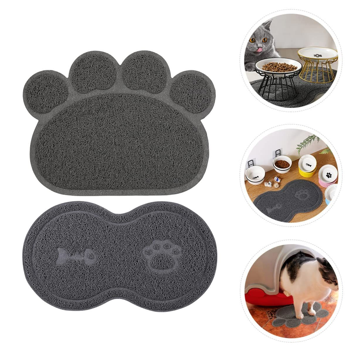 2Pcs Cute Cat Dog Food Bowl Mat Pet Feeding Mat Pet Mat Paw Shape Pet Mat Dog Bowl Mat Shaped Small Cat Litter Box Debris