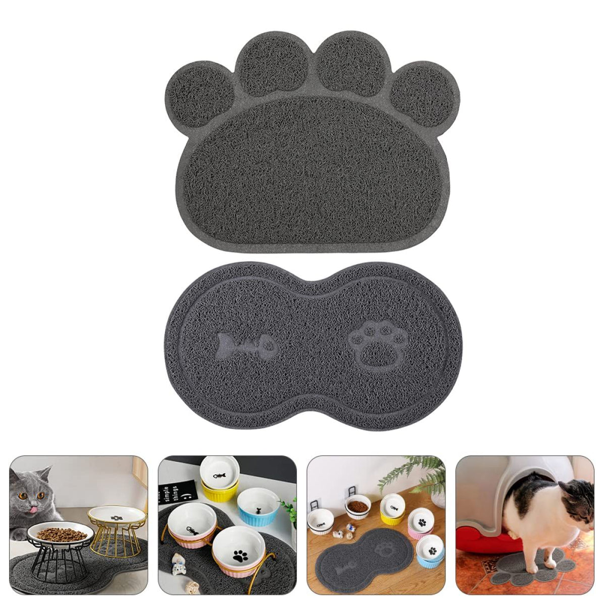 2Pcs Cute Cat Dog Food Bowl Mat Pet Feeding Mat Pet Mat Paw Shape Pet Mat Dog Bowl Mat Shaped Small Cat Litter Box Debris